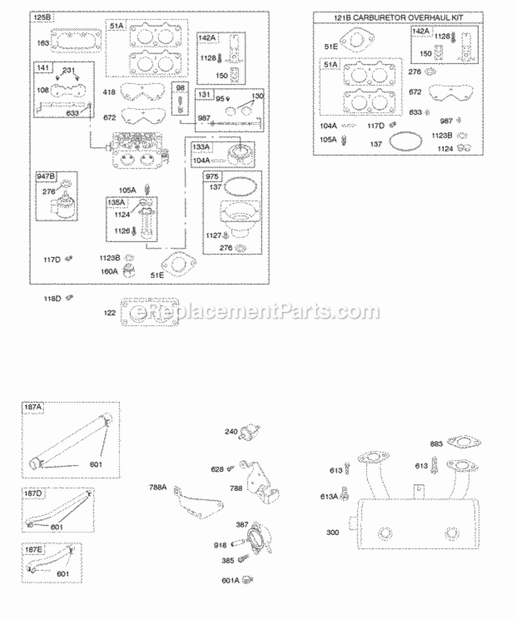 Carburetor Exhaust System Fuel Supply Kit - Carburetor Overhaul Diagram and Parts List for 445777-0112-E3  Briggs and Stratton Engine